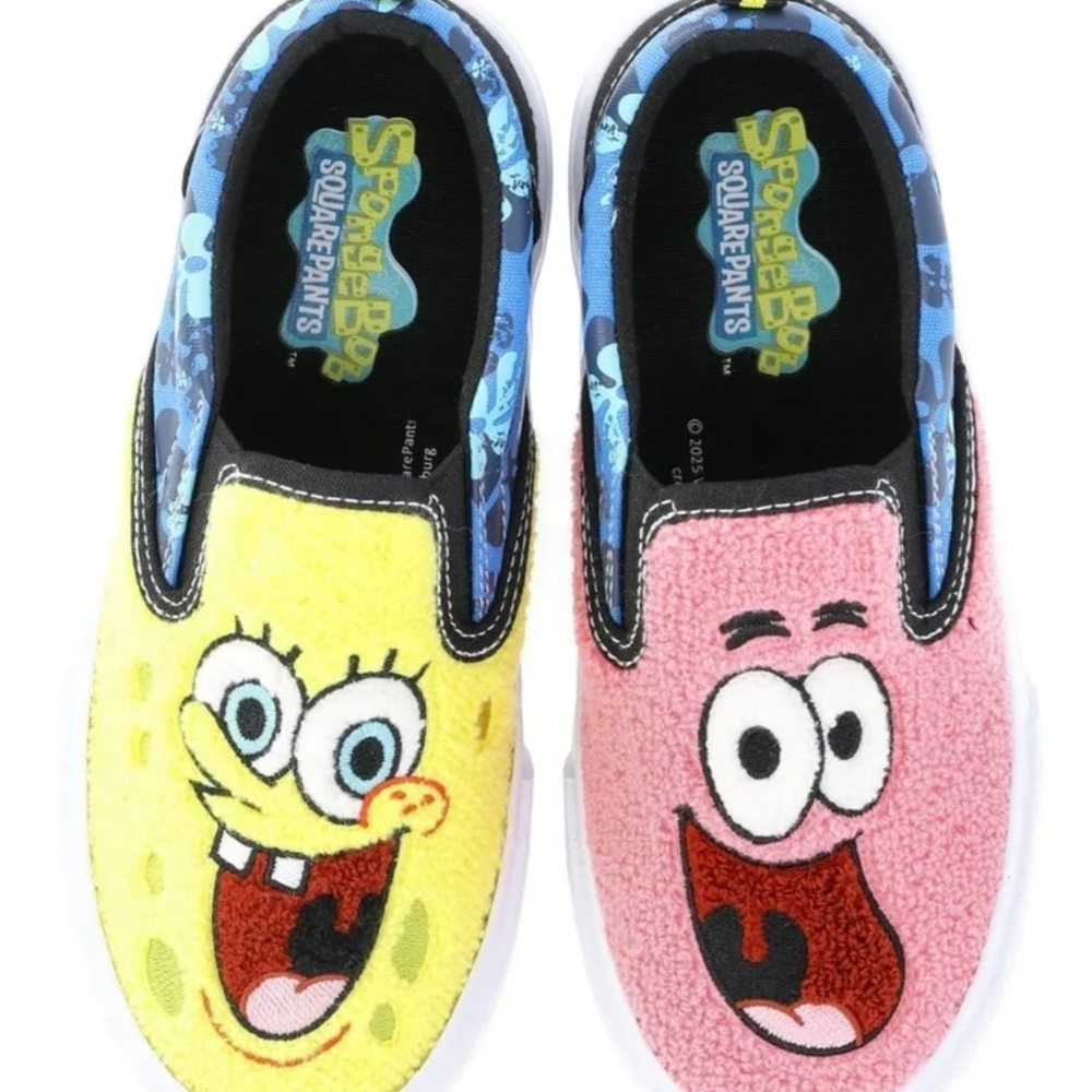 SpongeBob SquarePants Fleece Slip-On Sneakers Kids Size 13